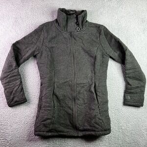 The North Face Womens Fleece Jacket Gray Zip Up Pockets Mock Neck Long Sleeve M